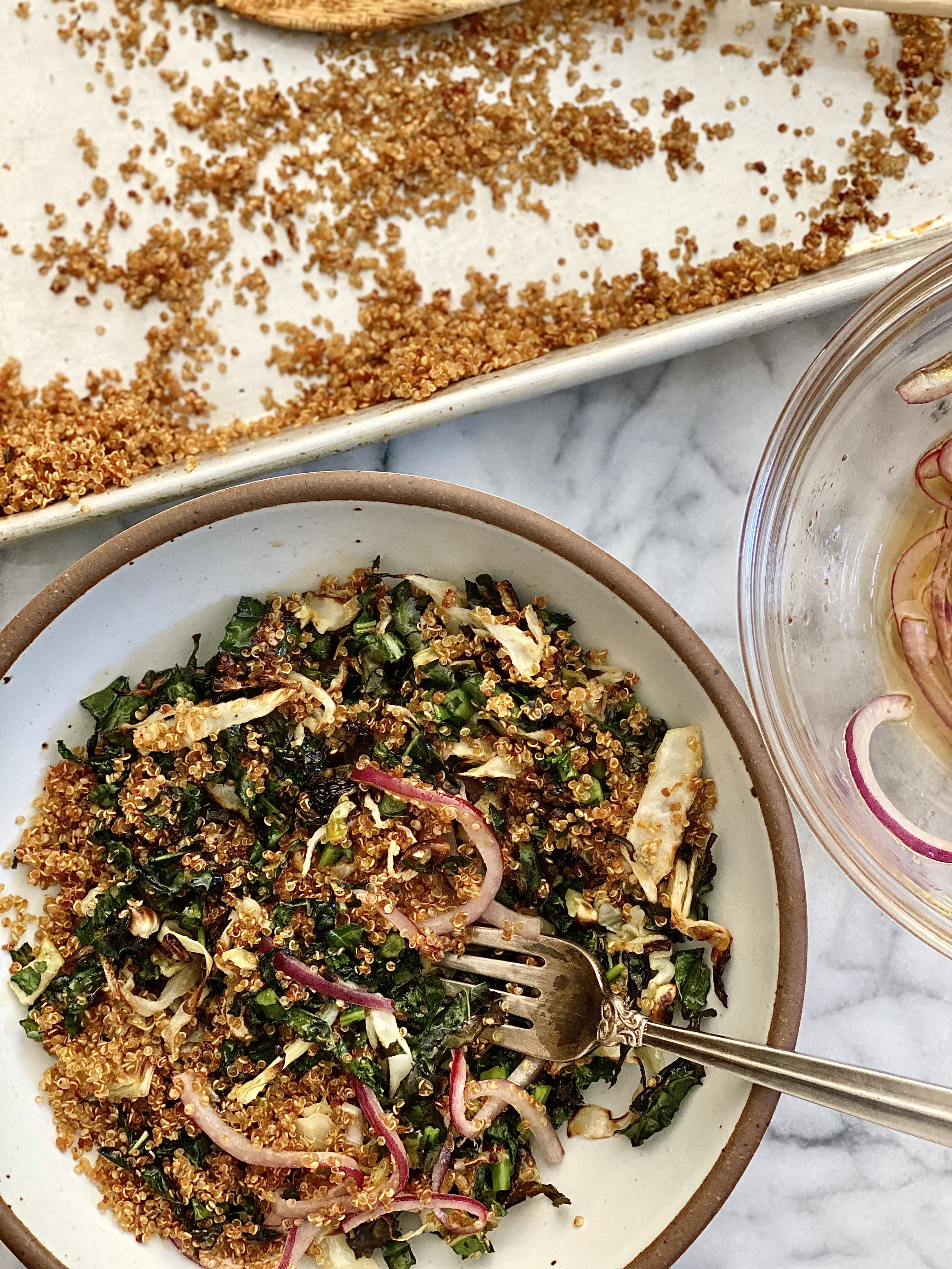 Baked Kale Salad With Crispy Quinoa