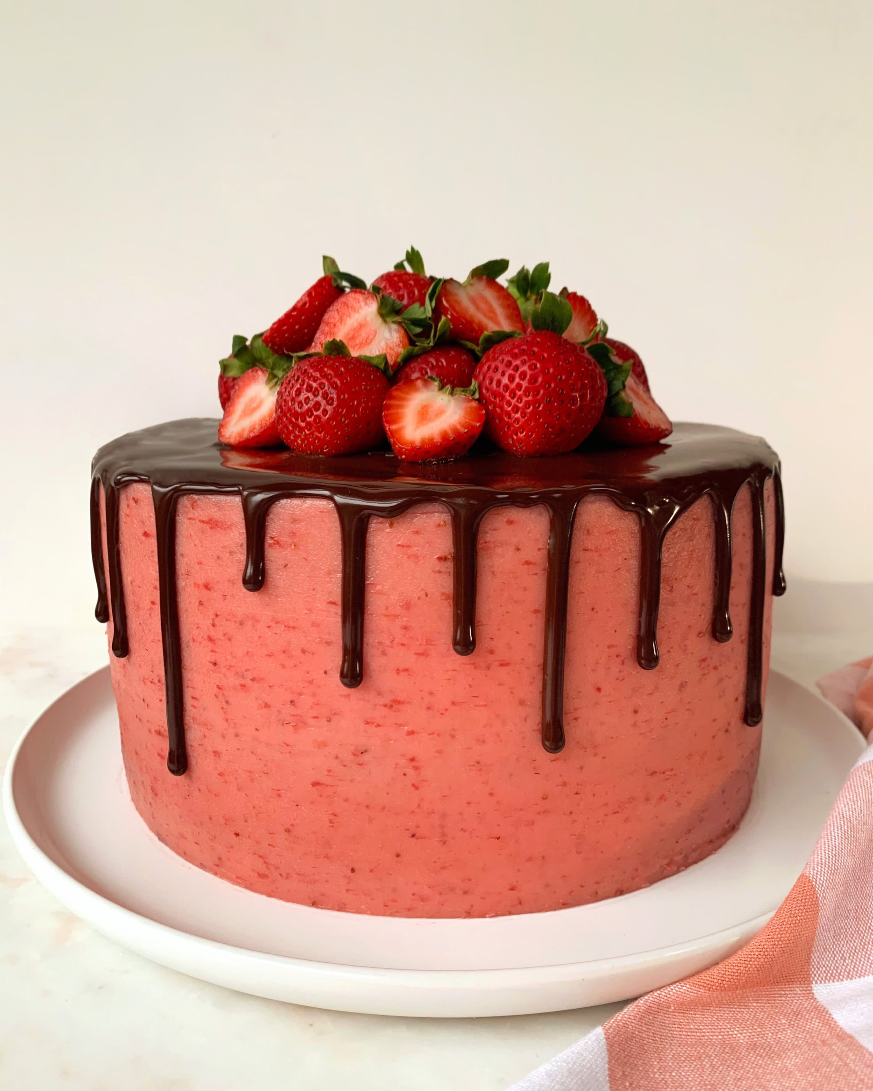 Strawberry Cake - Grandmother's Favorite, with real strawberries inside!