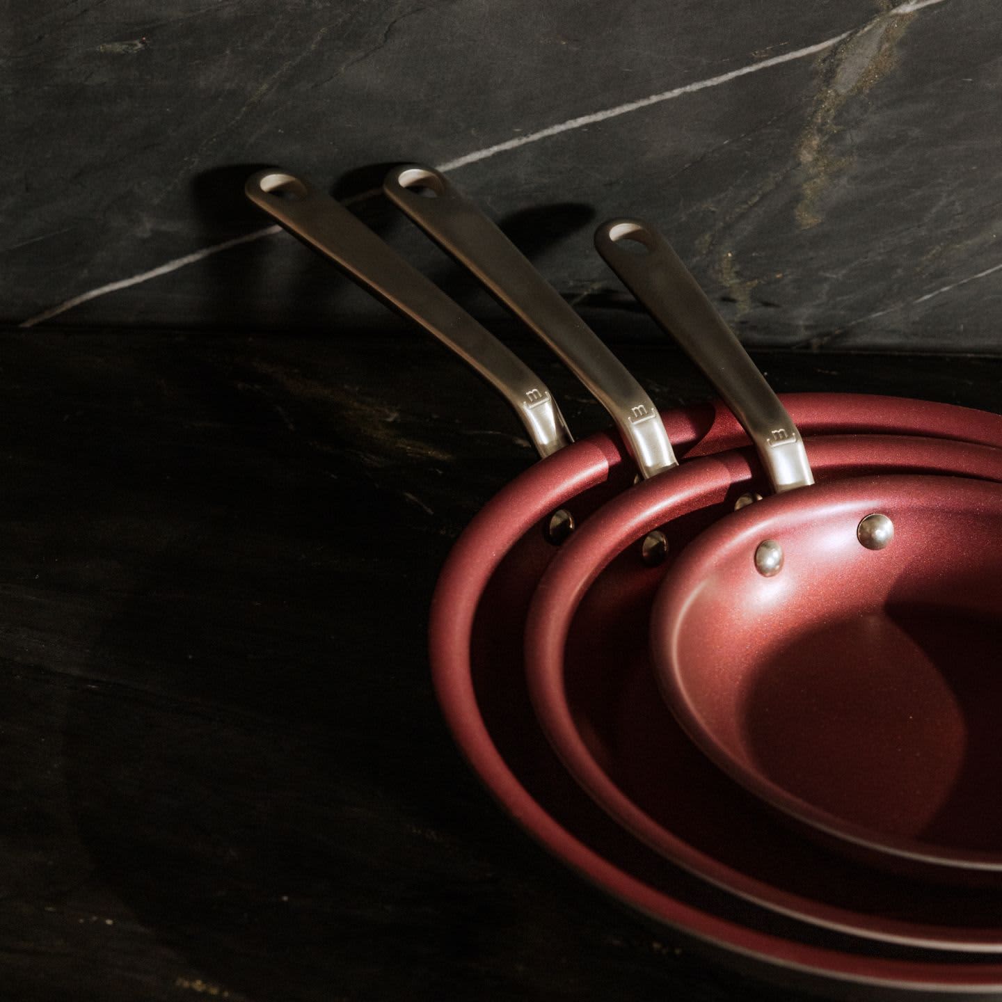 Made In New Nonstick Cookware Colors — Pomme Red and Champagne