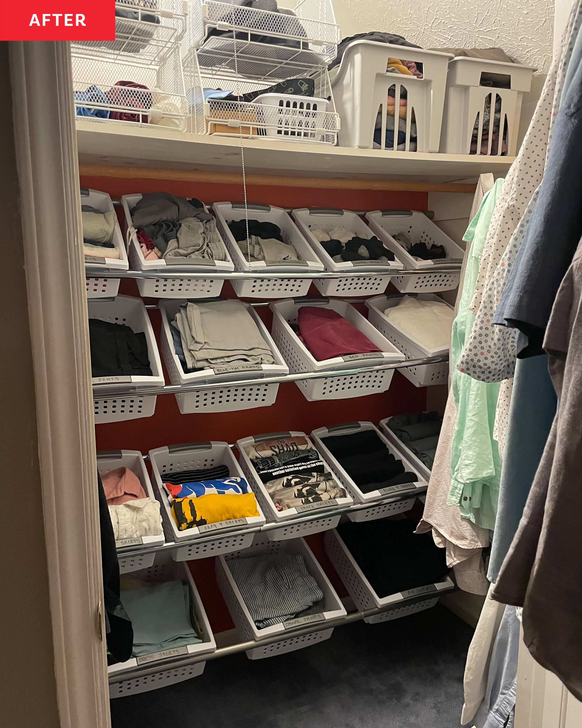 This Closet Makeover Has a Creative Laundry Basket Organizing System