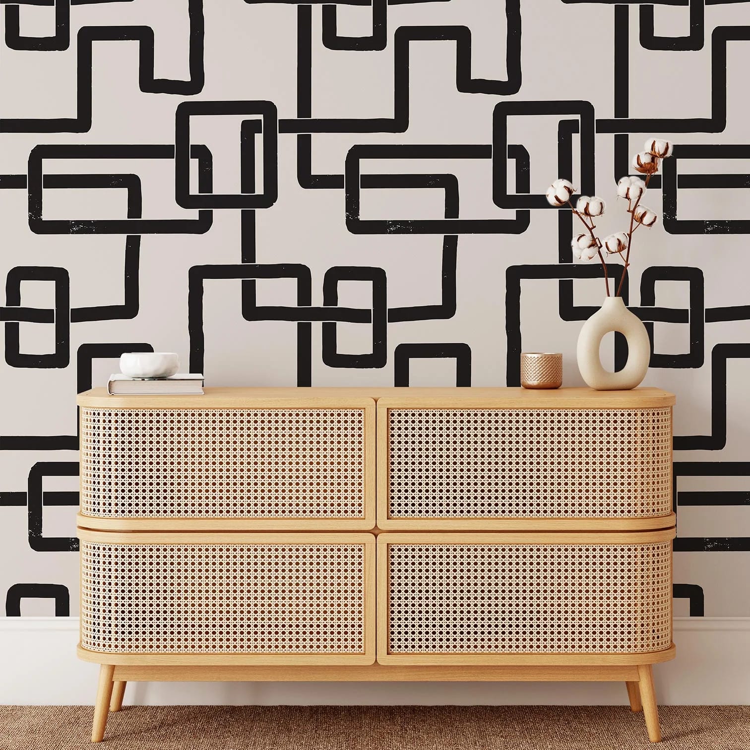 Modern Wallpaper Black Streamers - Patterns - Wallpapers