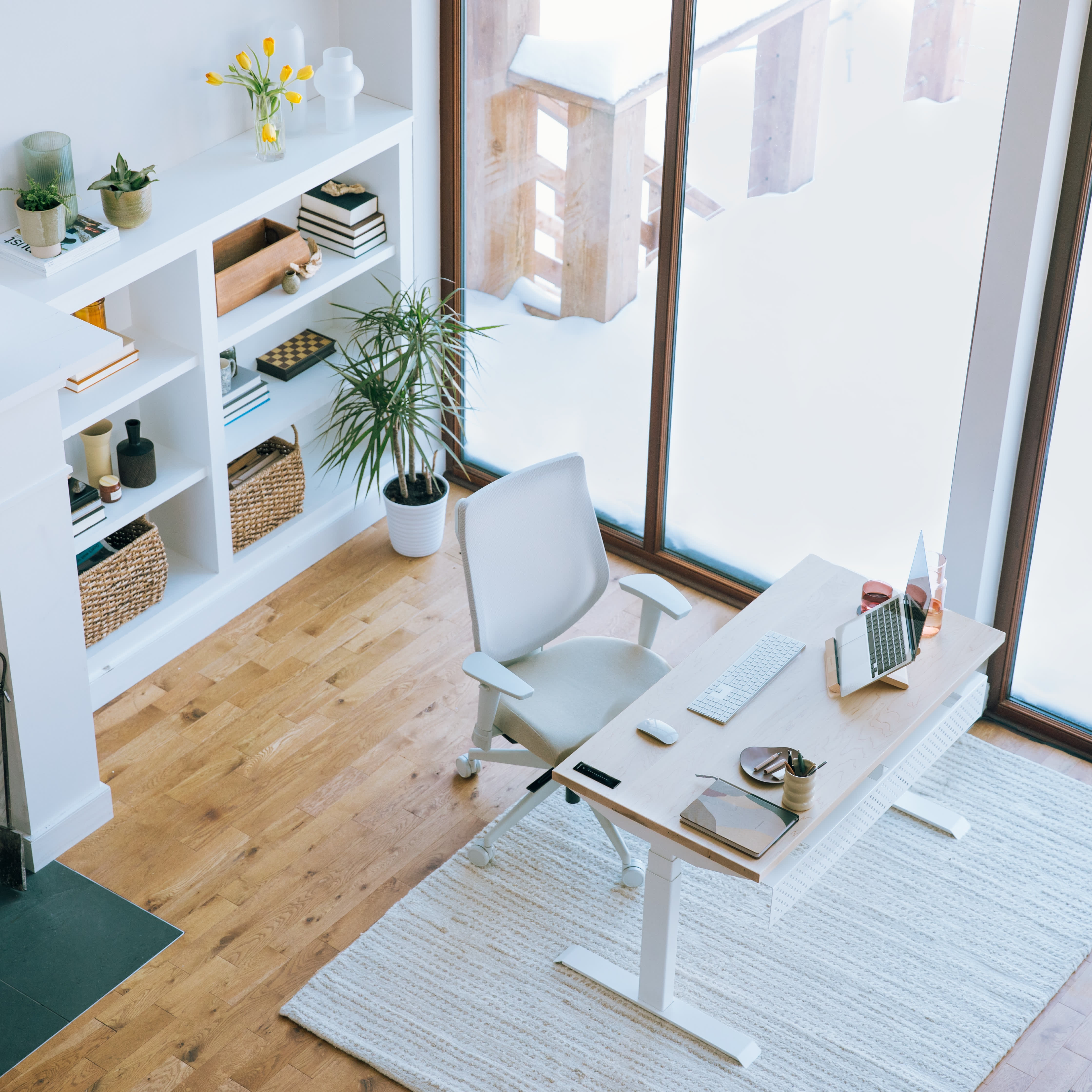 Modern Boho Standing Desk  Home office design, Apartment decor, Home decor
