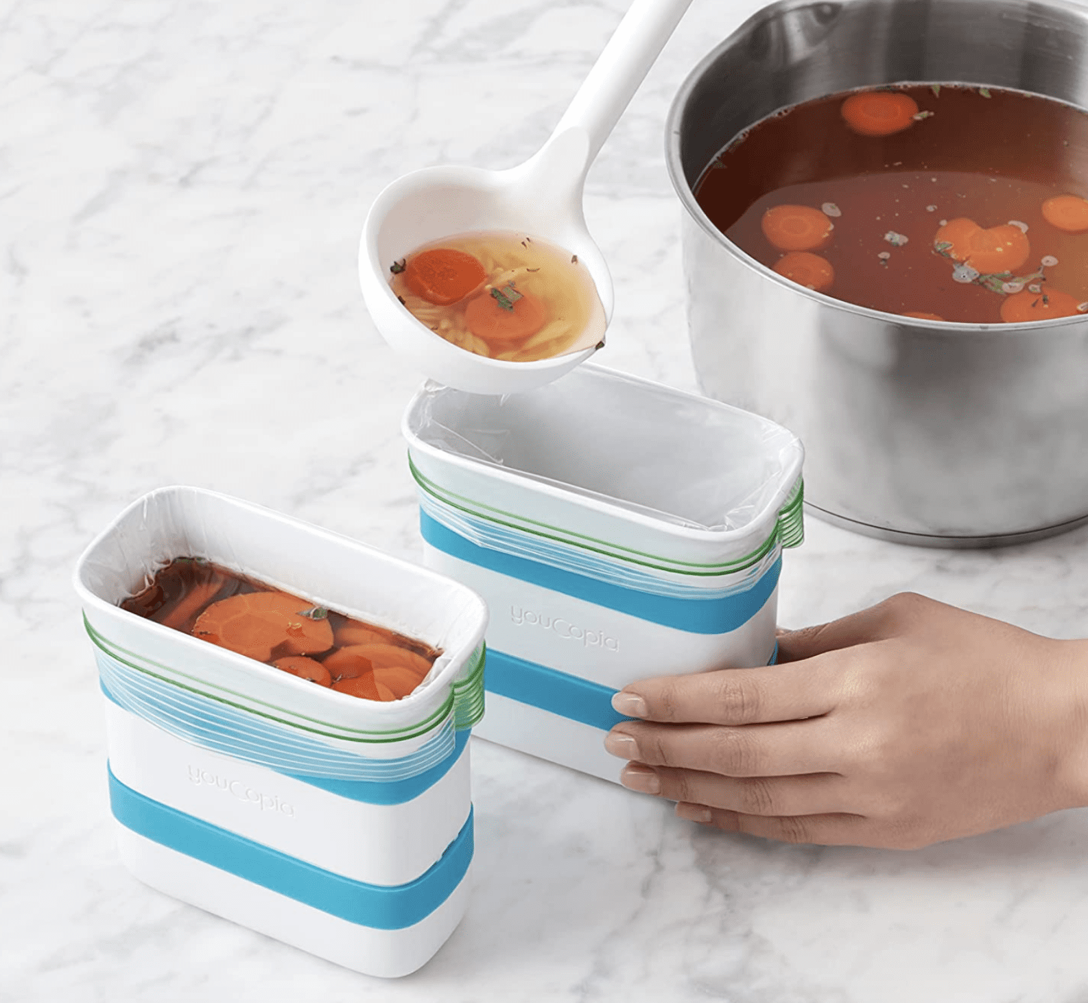 These $15 YouCopia Freezer Containers Store Liquids Without Making a Mess