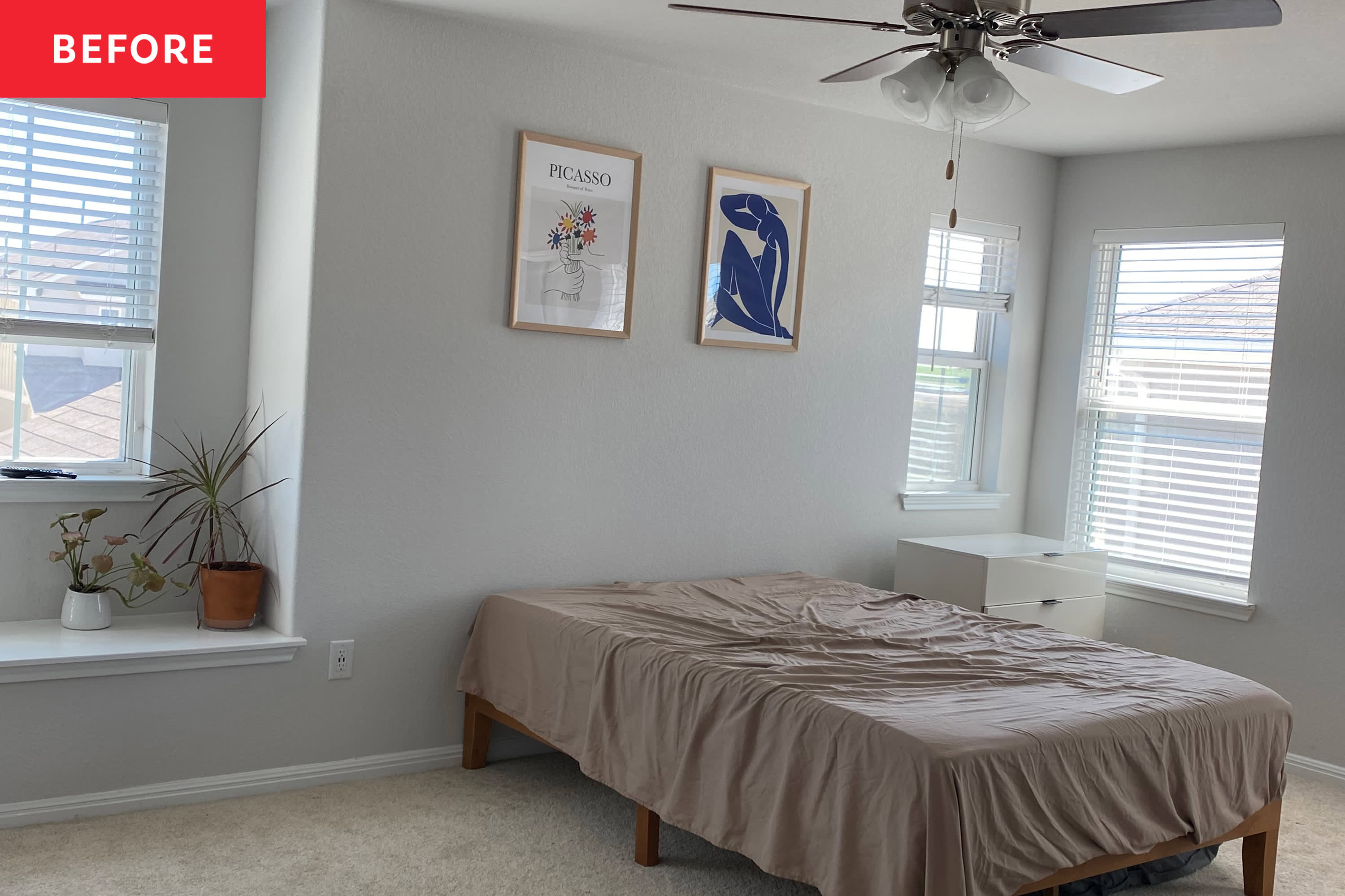 Bedroom Redo with Bold Ceiling - Before and After Photos