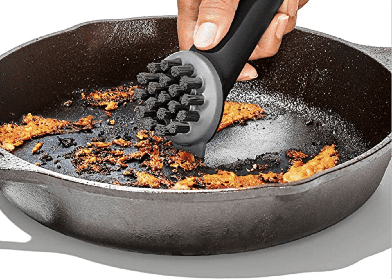 OXO Good Grips Cast Iron Pan Brush with Scraper — Las Cosas Kitchen Shoppe