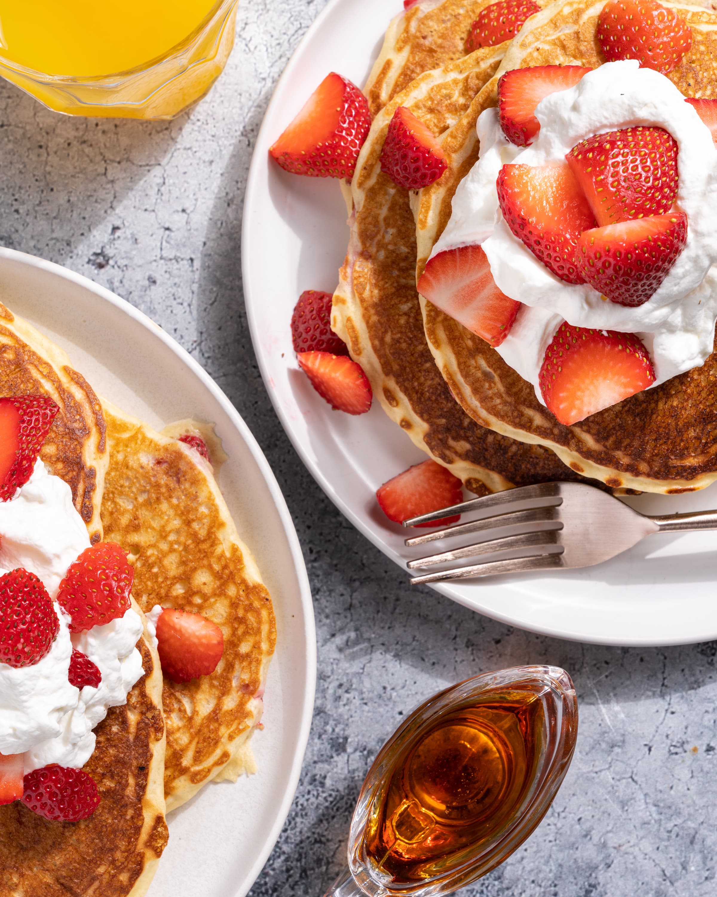 Mini Pancakes with Fresh Strawberries and Whipped Cream