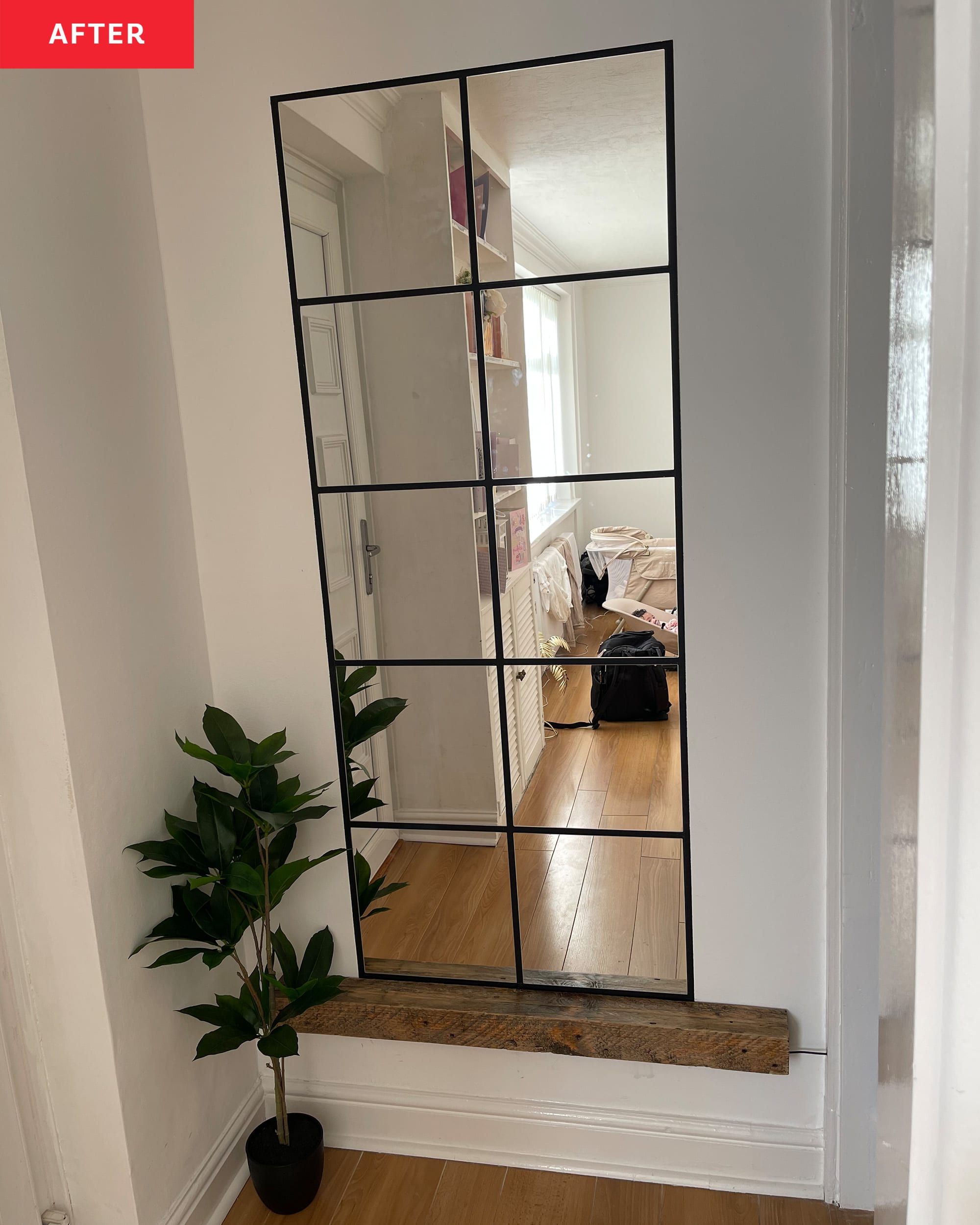 i built this mirror wall, using LOTS mirror tiles and some wood