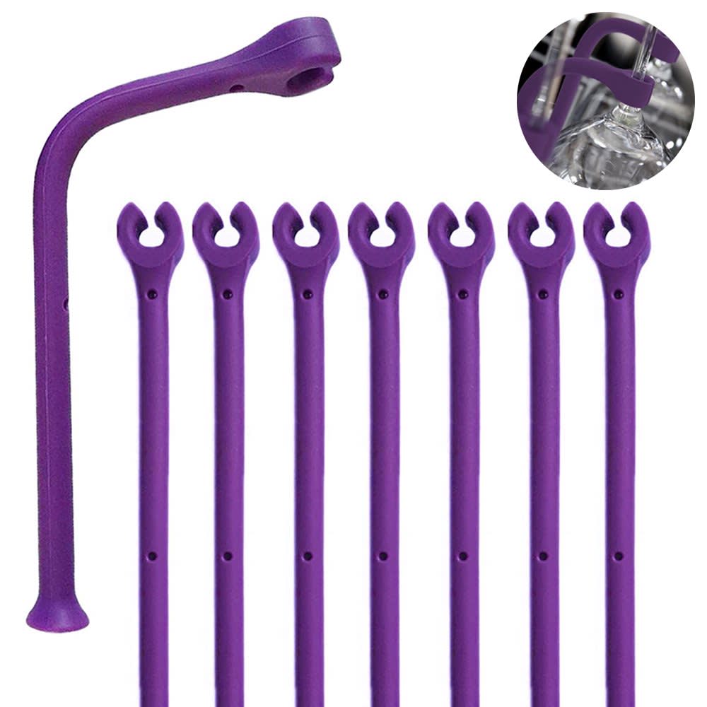 4-Pack Silicone Stemware Holders For Dishwasher - Adjustable Wine Glass Protectors For Champagne, Red Wine & Cocktail Glasses (Purple)