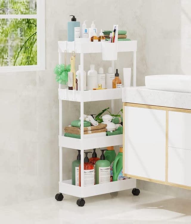 White 3-Tier Rolling Cart Hanging Organizer Cup