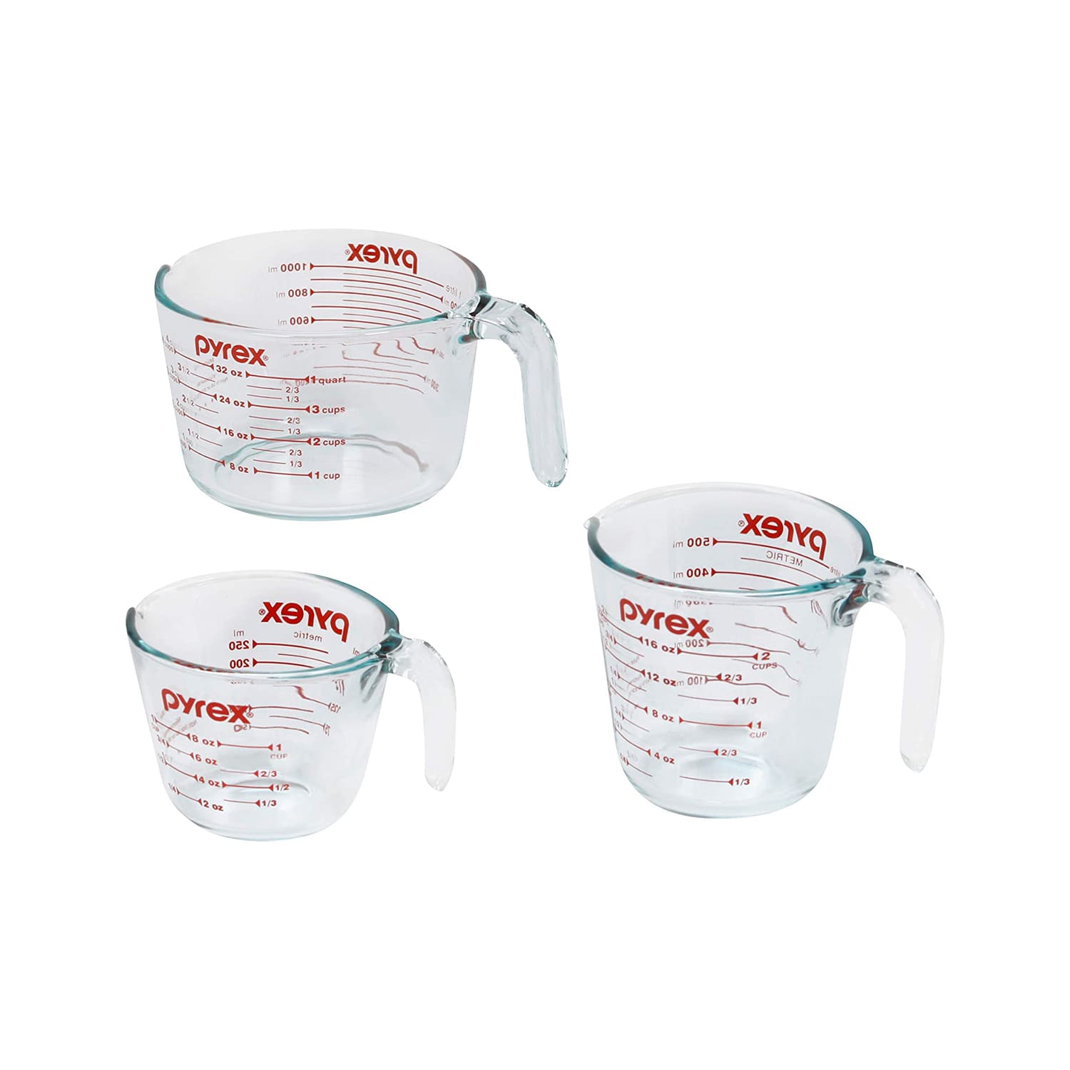 Pyrex Glass 4 Cup Measuring Cup Vintage Pyrex 4 Cup/1 Qt/32 Oz D Handle Red  Letters 
