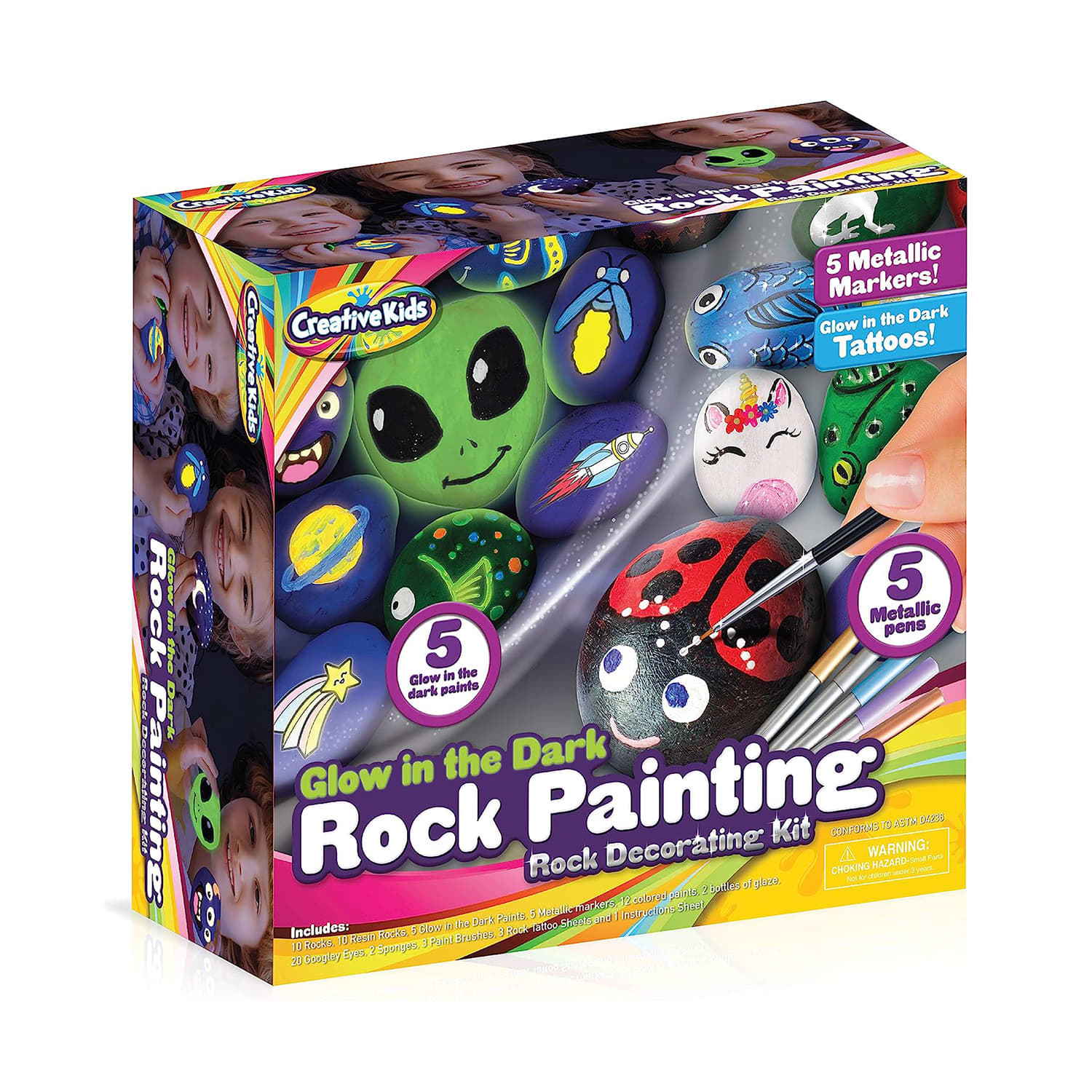 Creativity for kids glow in the dark rock painting kit, 1 ea