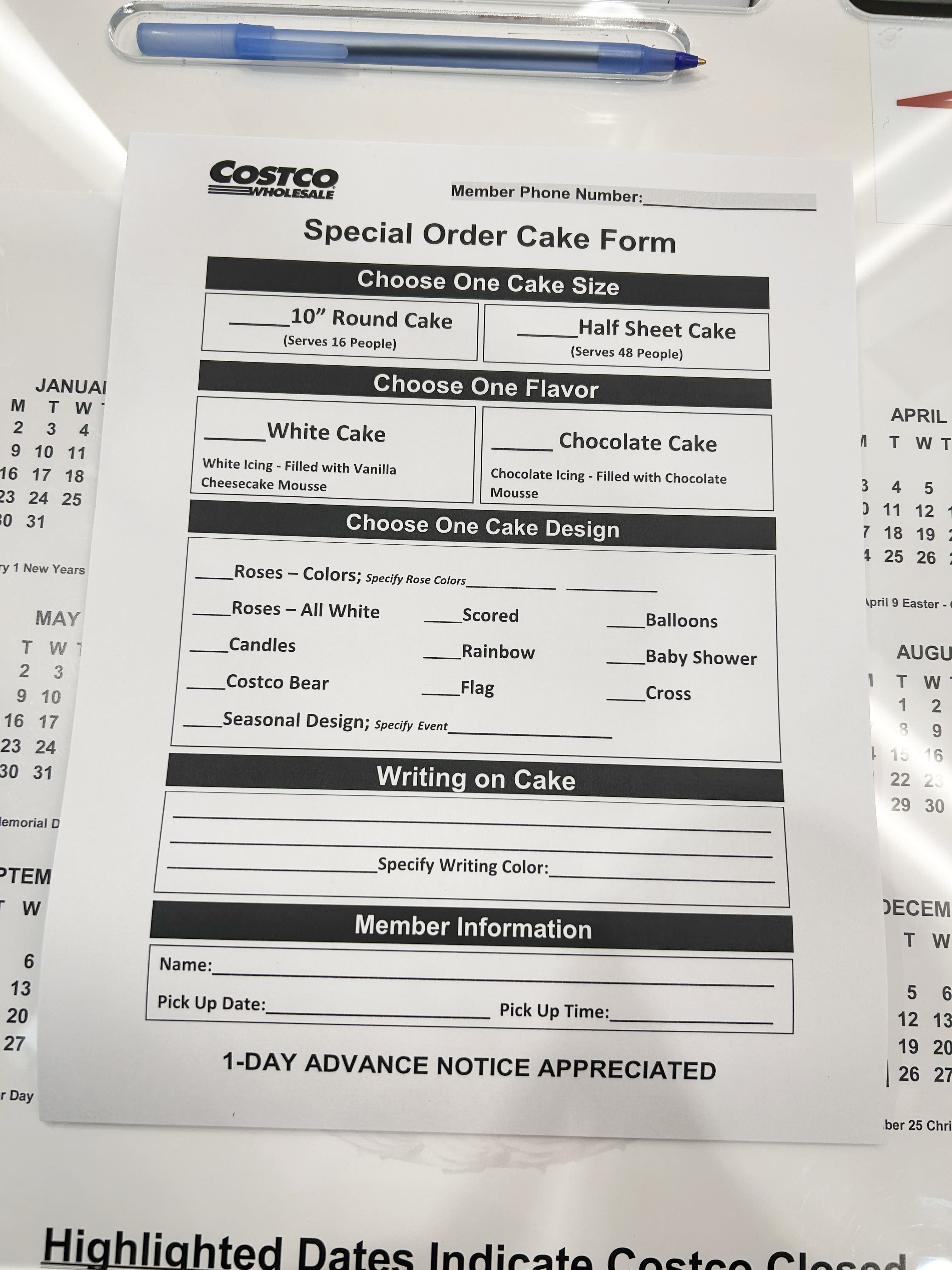 Costco cupcakes 2025 order form