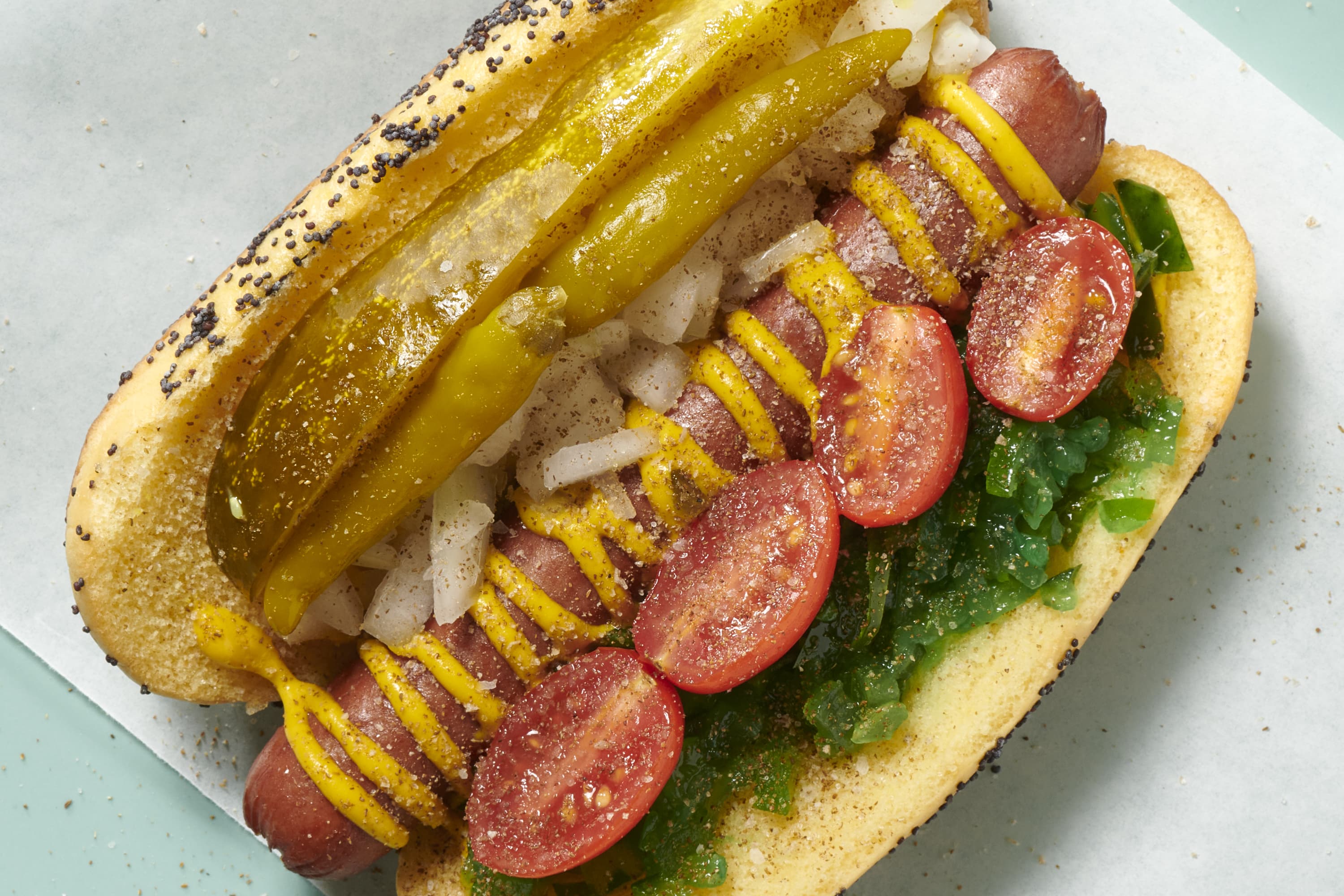 Hot Dogs with Cucumber-Mango Slaw and Homemade Srirachup - Domesticate ME