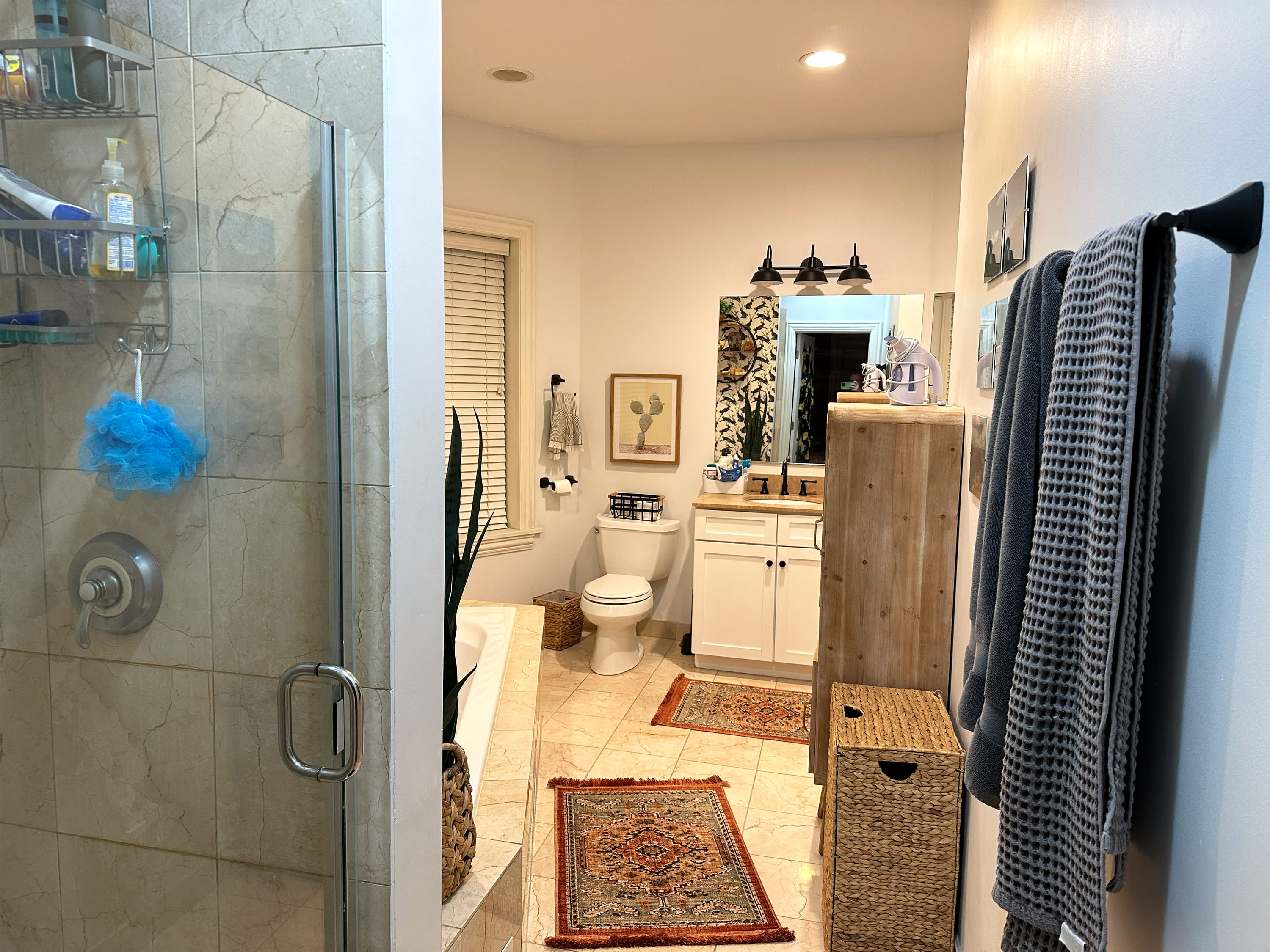 Our Bright & Boho Owner's Bathroom 