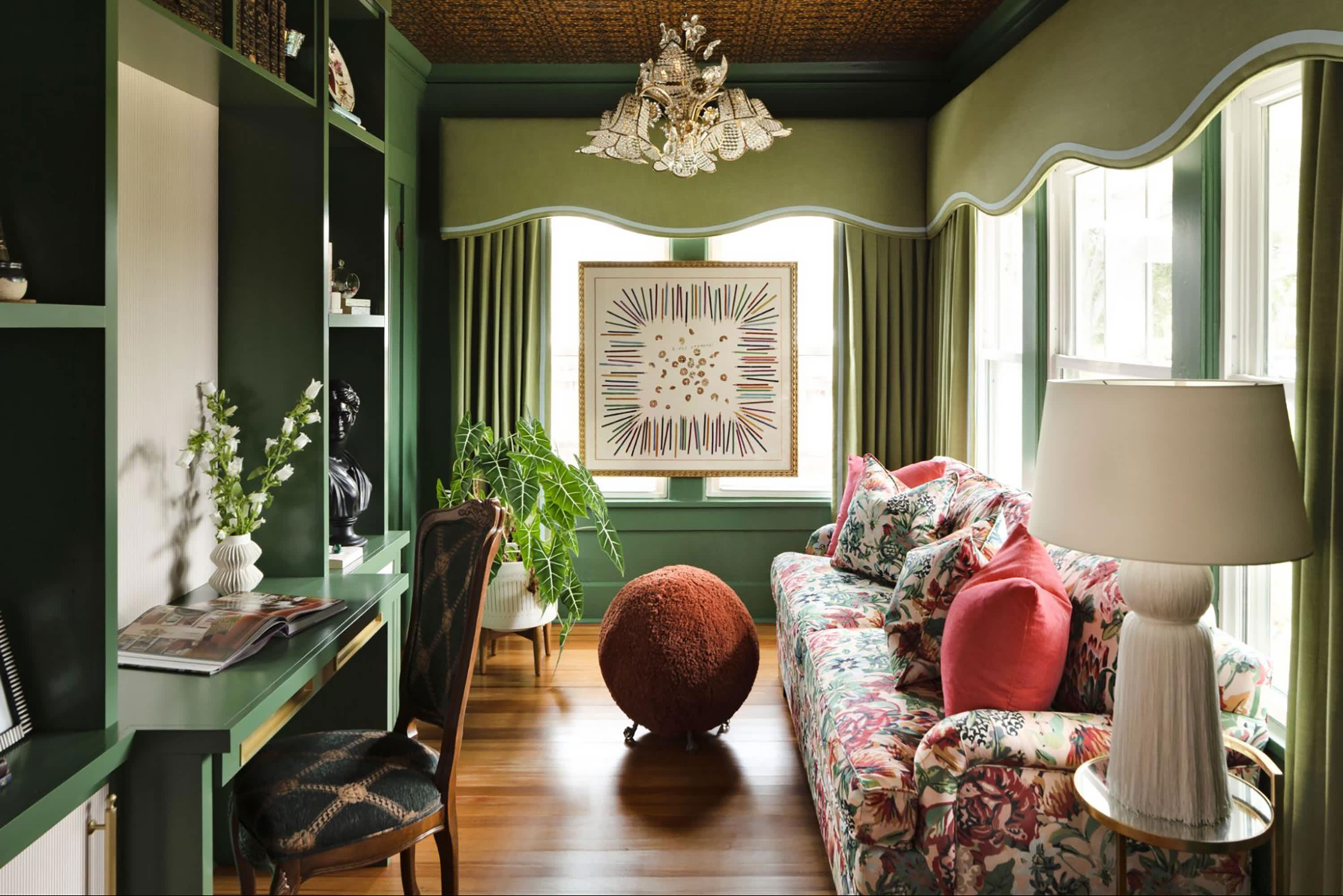 Cobalt Blue and Jade Green Color Scheme for Living Room