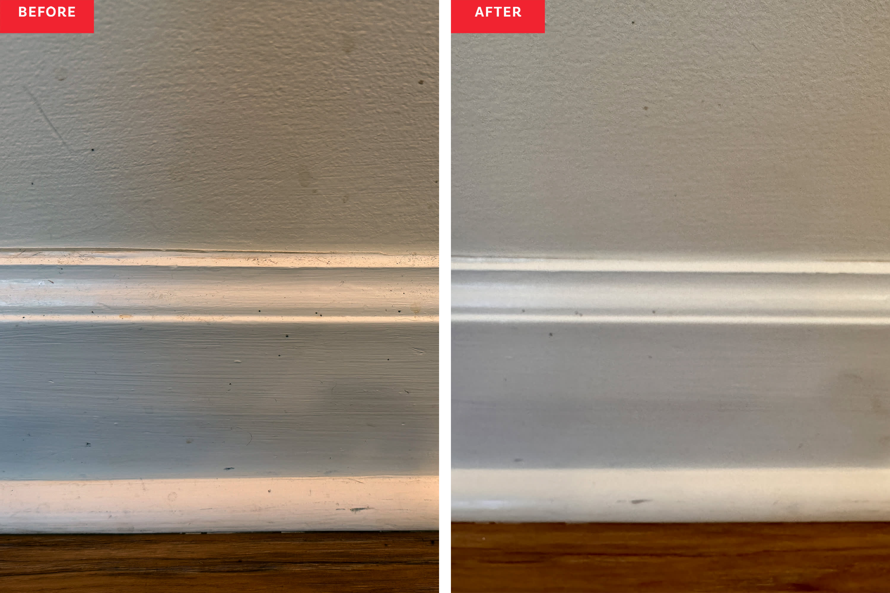 before and after PVC stain removal magic eraser