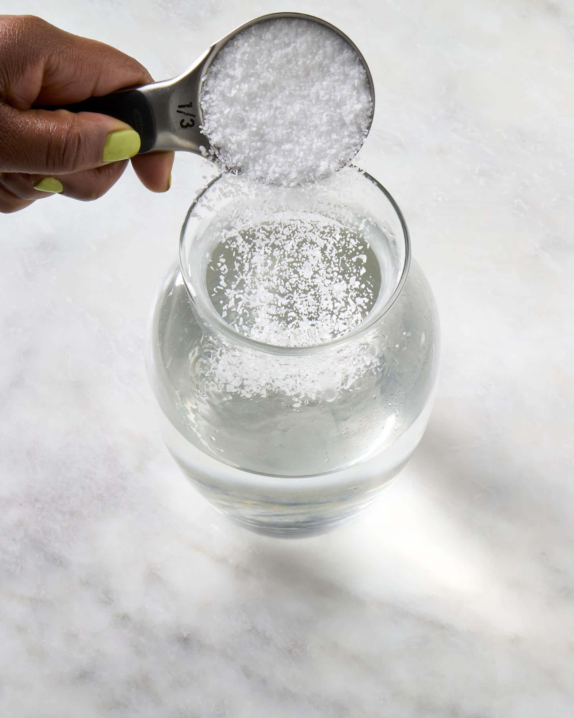 coarse salt and water shake method for cleaning narrow glass vase