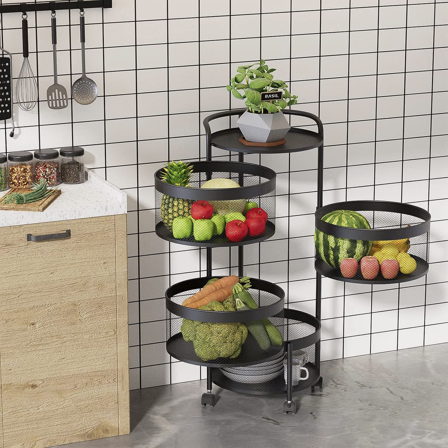 Rotating kitchen storage sale