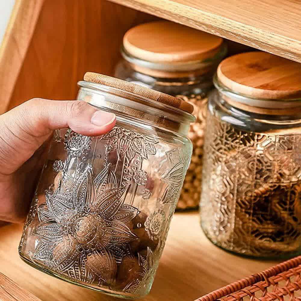 Vintage Cookie orders Jar Glass Wood W/Sunflower Heart/Ge