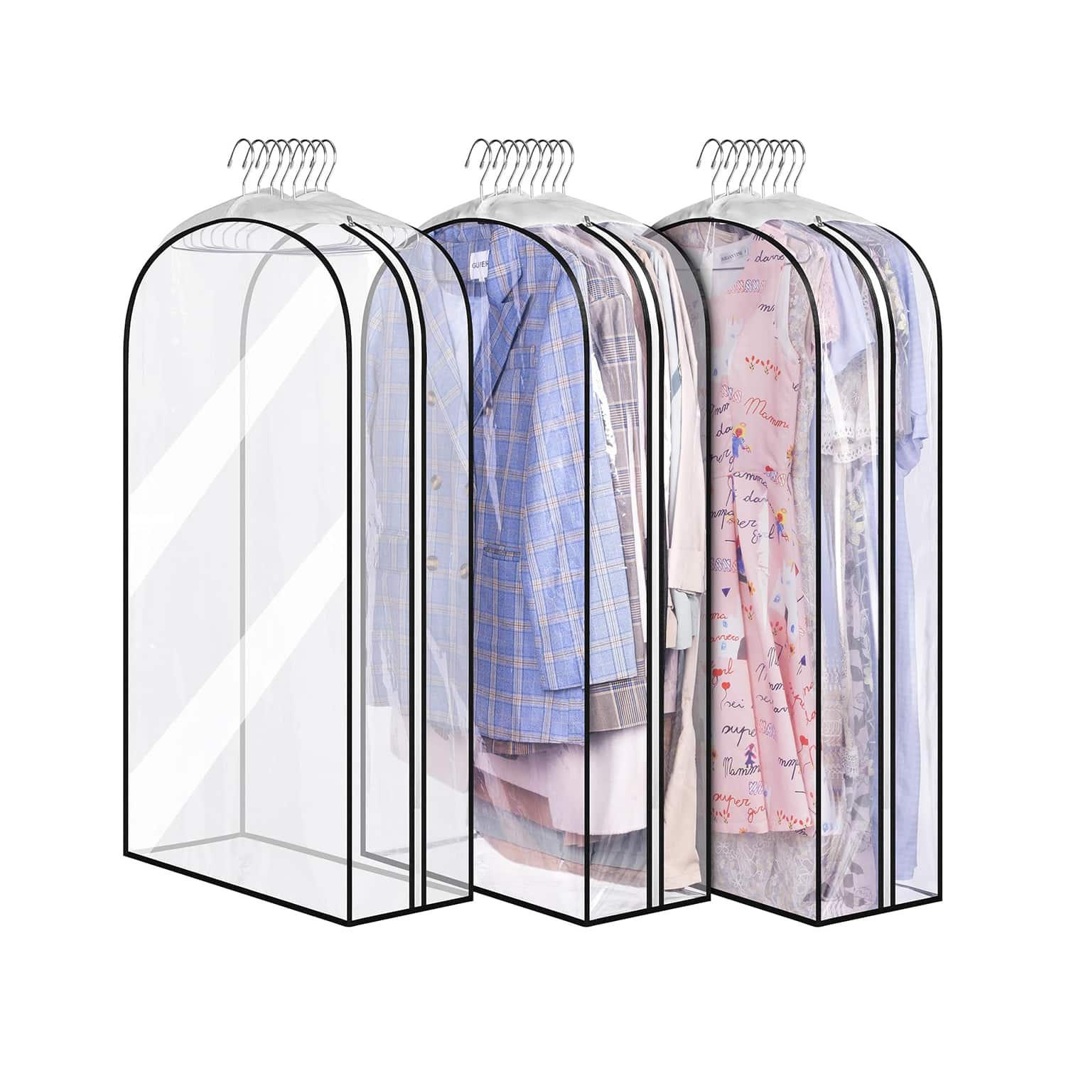 10 Or 20 Pack Clear Hanging Garment Bags – 40 Inch Travel Suit Covers, Non-Woven