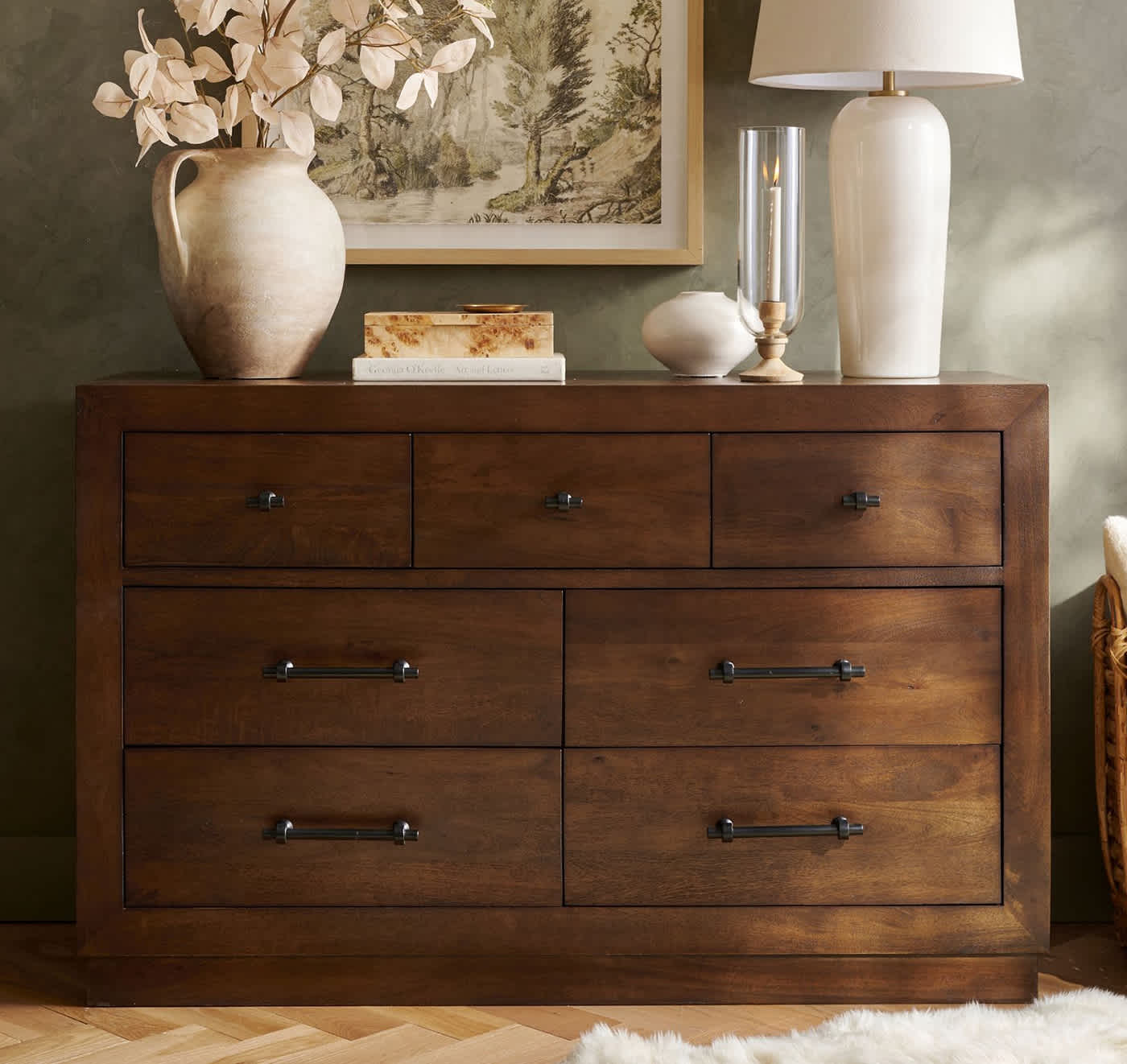 pottery barn brown dresser Madison Park Signature Beckett Large Dresser, Morocco Brown color