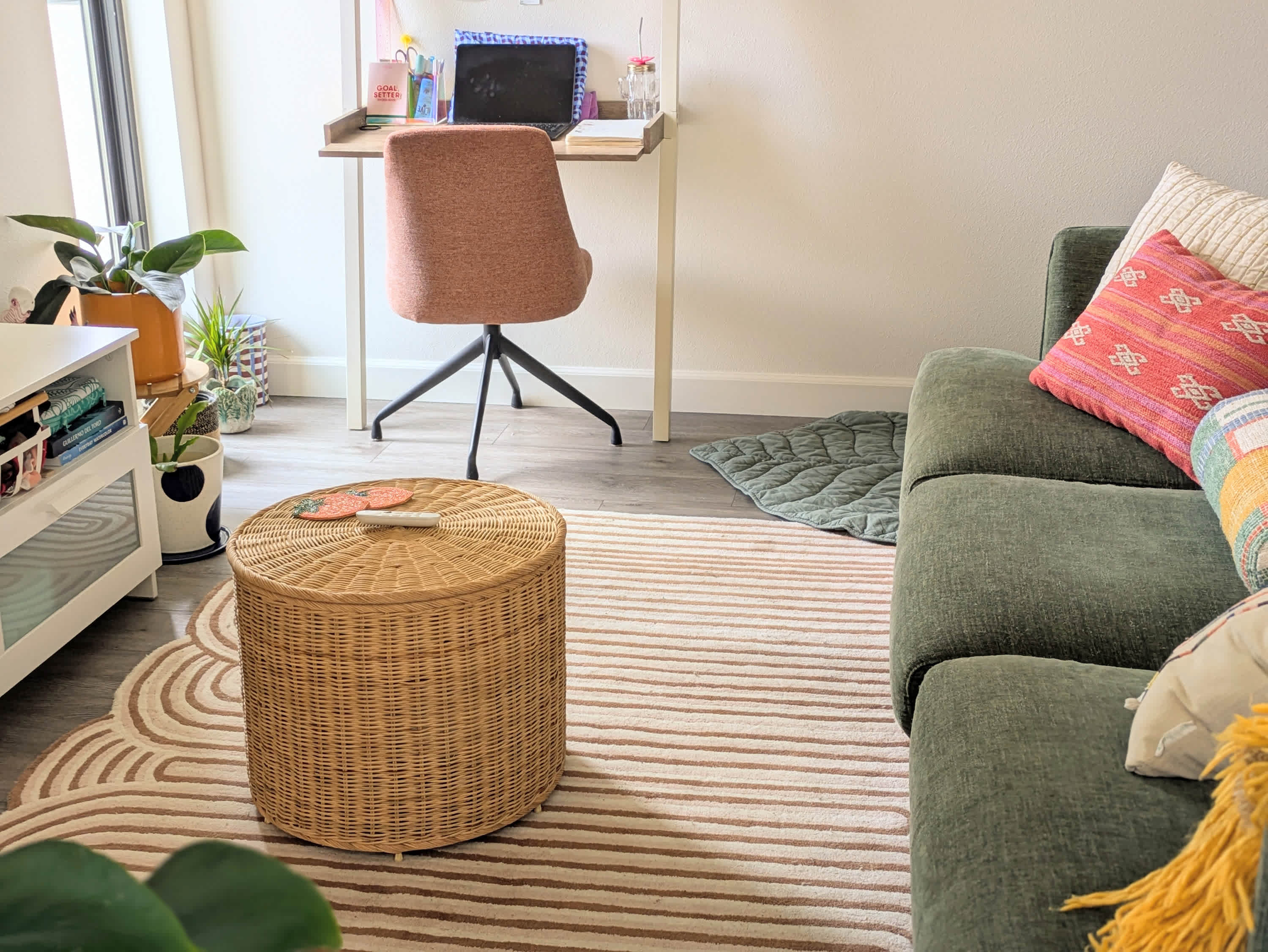 The IKEA TOLKNING Rattan Storage Ottoman Is Beautiful