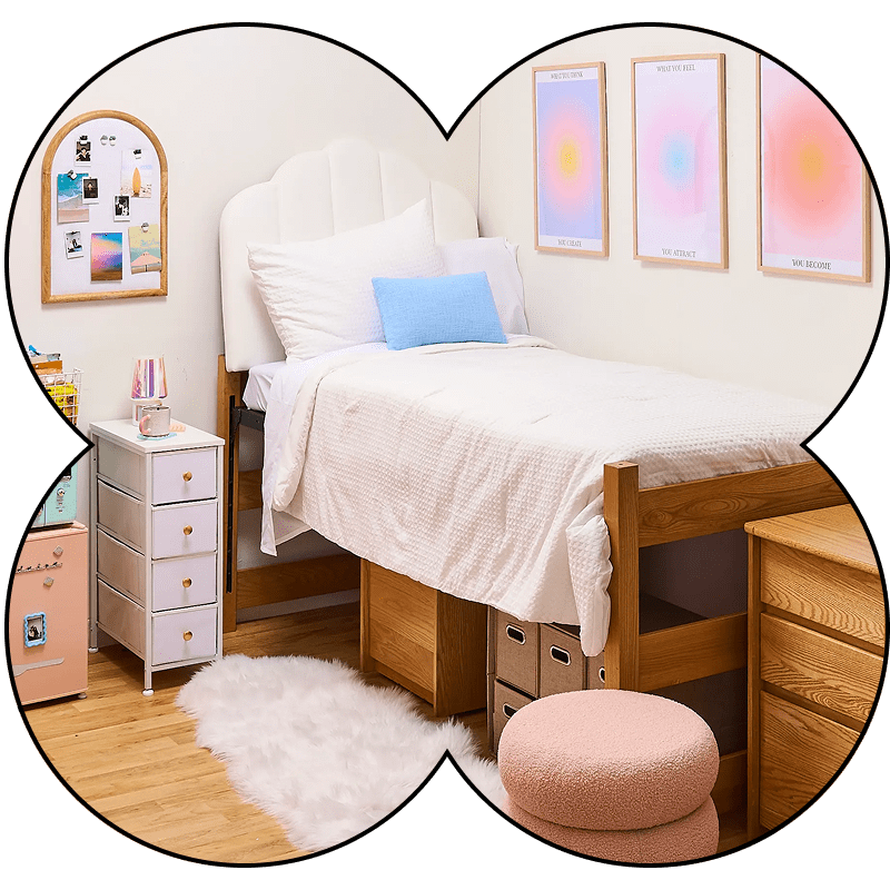 Dorm room photo of bed