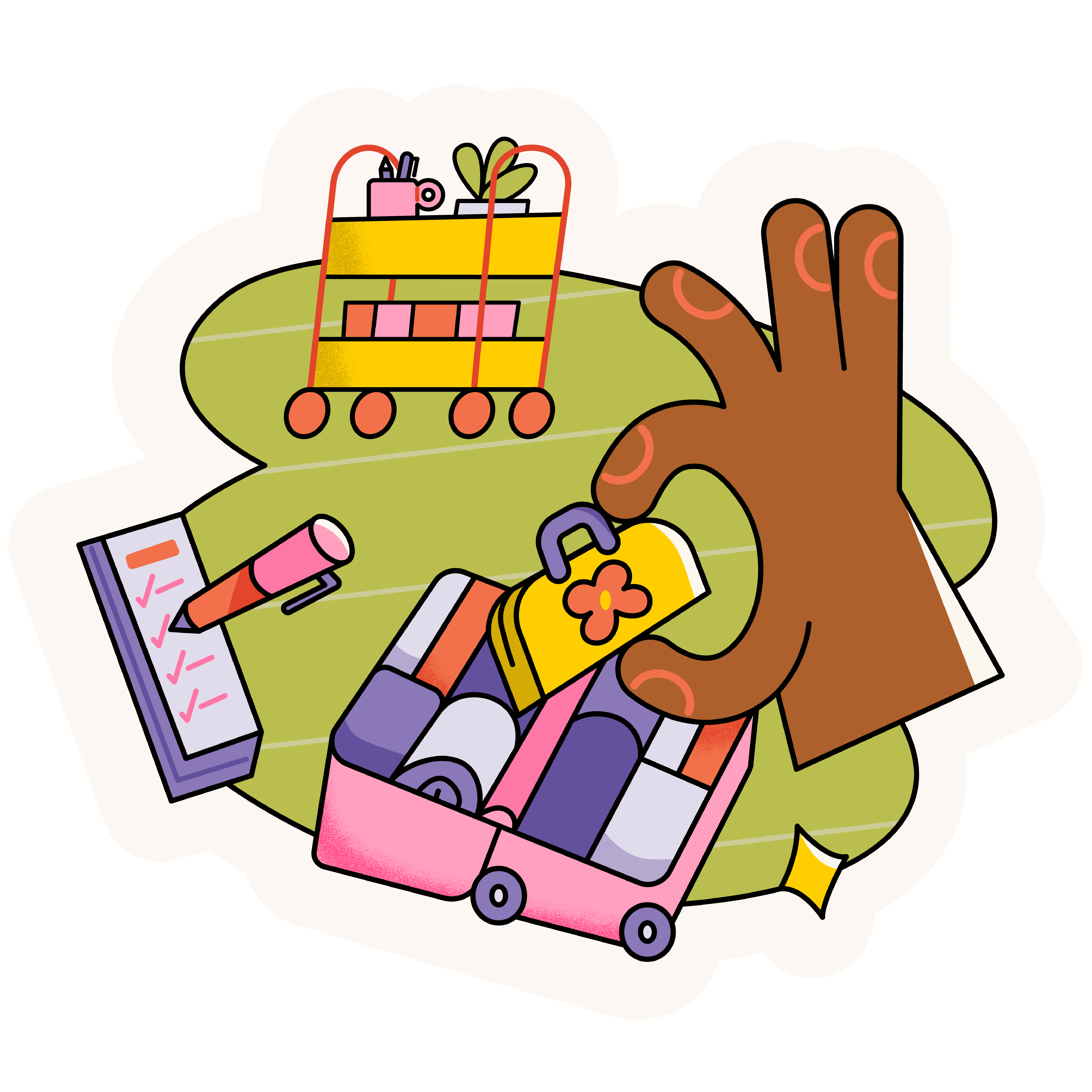 Packing for college a dorm room illustration