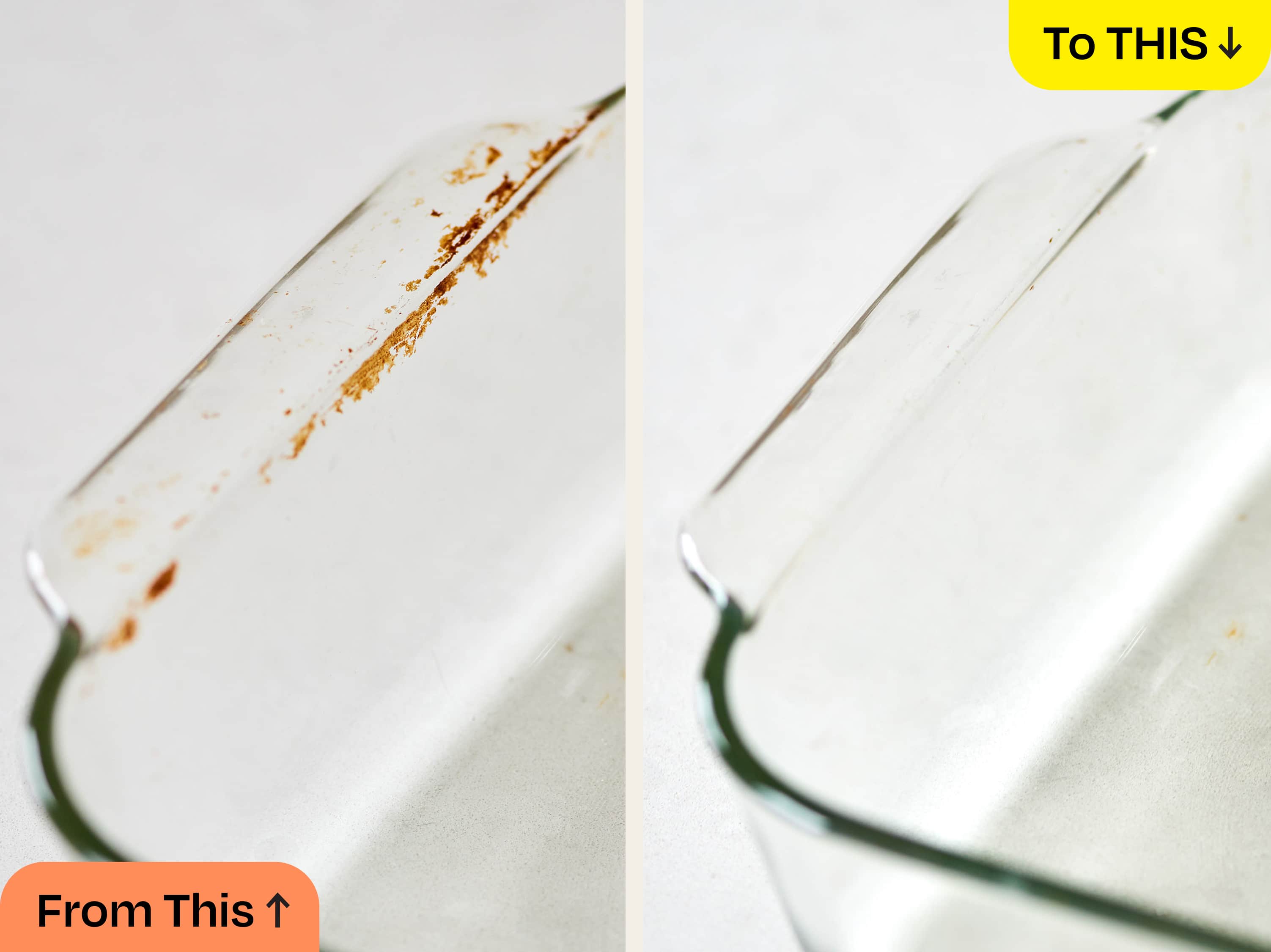 infographic: quick clean vs deep clean vs lazy clean glass baking dish steps